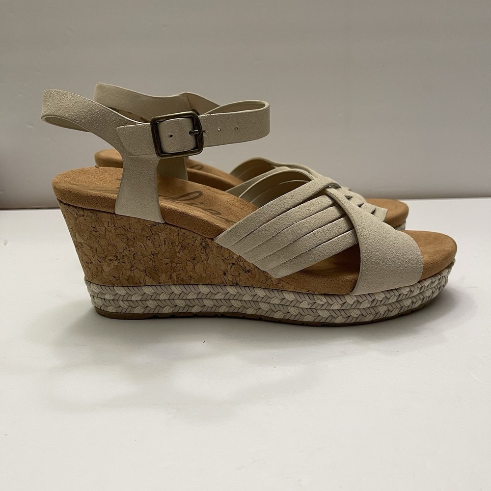 ZODIAC‎ Paola Beige Birch Platform Cork  Wedge Leather Sandals Womens 8M - Picture 2 of 12